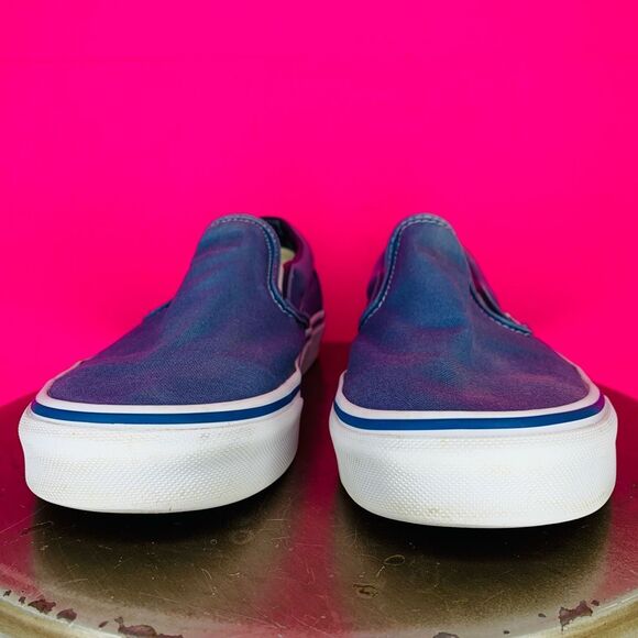 Vans Classic Blue Canvas Slip On Sneaker Sz 7.5 - Picture 2 of 8